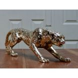 Chromed Stalking Leopard Figurine Ornament
