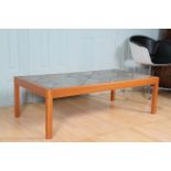 Large Poul H. Poulsen / Gangsø Møbler Tiled Top Teak Coffee Table