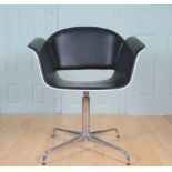 Bene Rondo Black Leather Chrome Swivel Chair