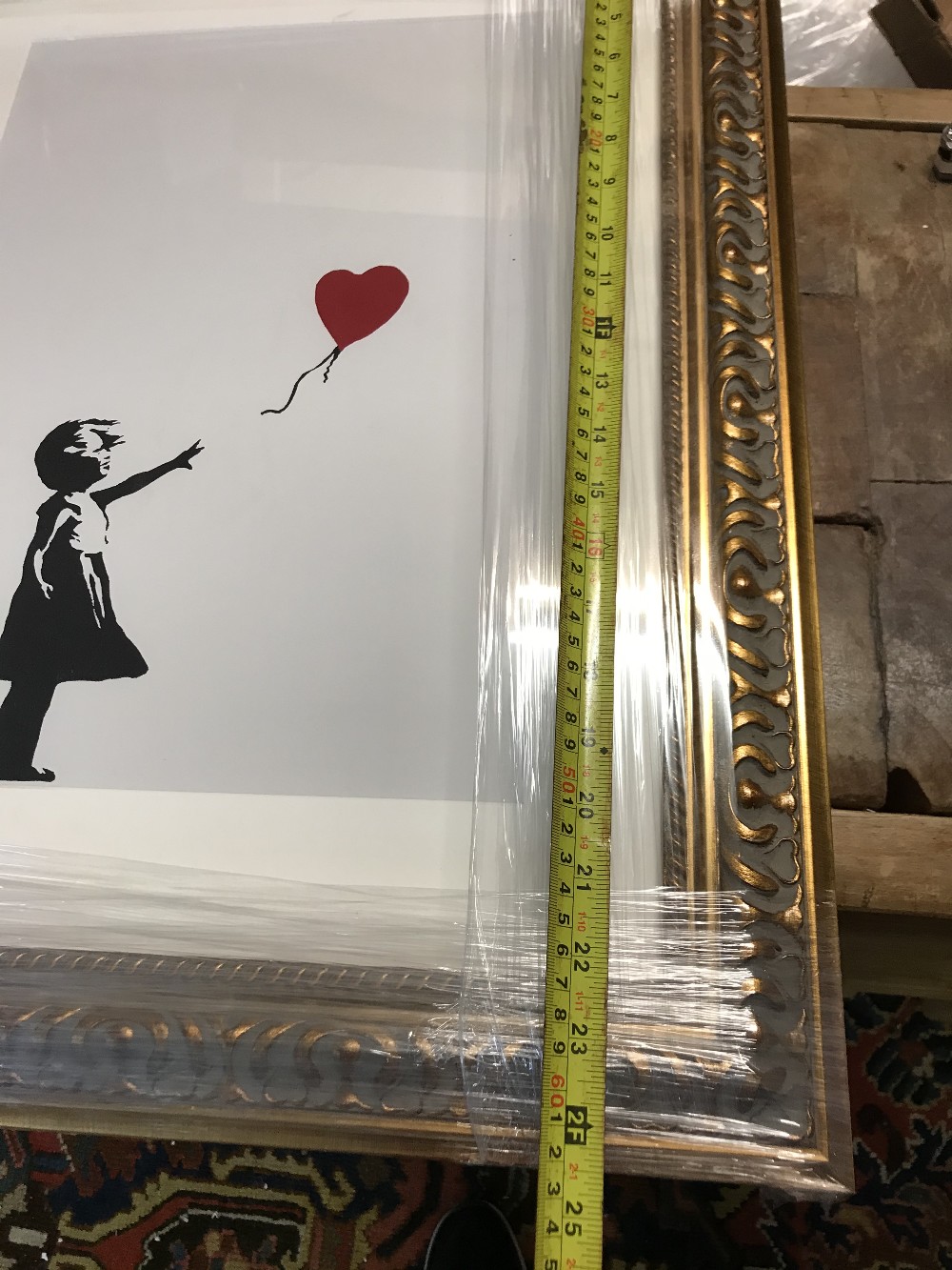 Banksy "Girl With Red Balloon" Lithograph Print , Ornate Framed - Image 2 of 3
