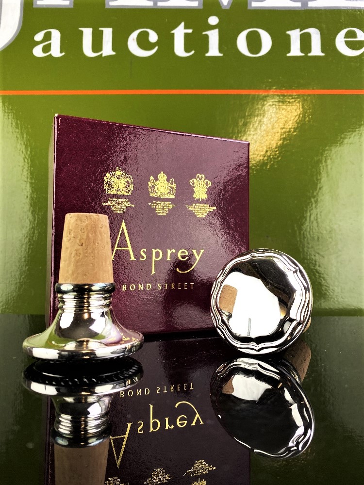 Asprey- Two Silver Plated Wine Bottle Stoppers