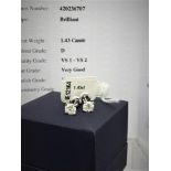 1.43 Carat Round Cut VS1/D Diamond Stud Earrings 14K White Gold
