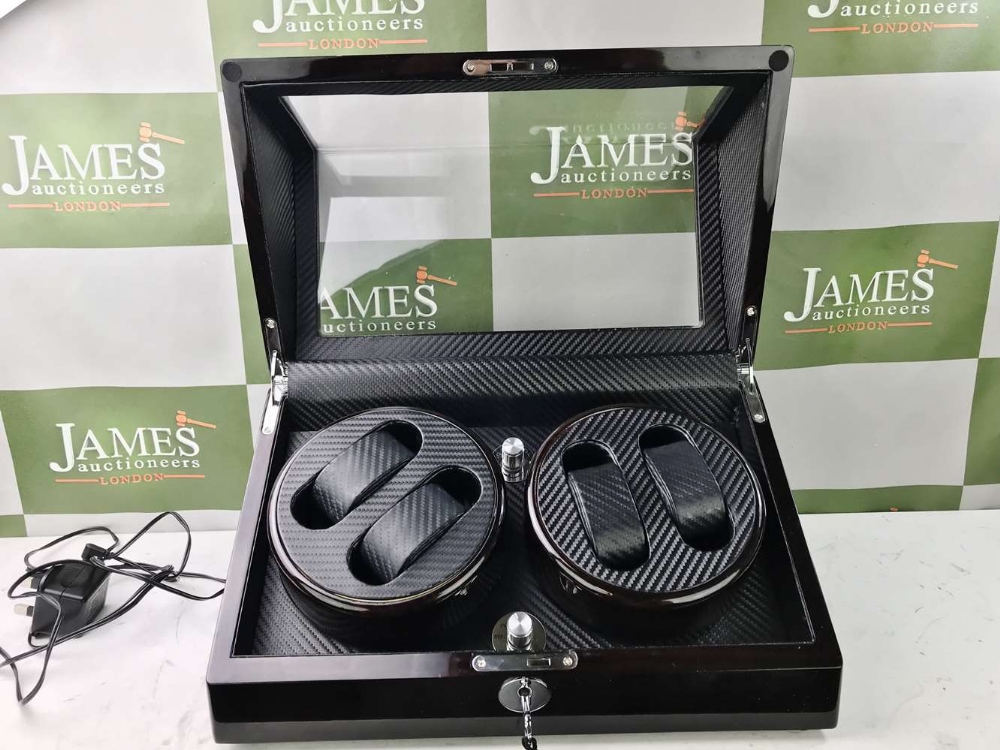 Watch Winder- Four Watches-Gloss Black & Carbon Finish