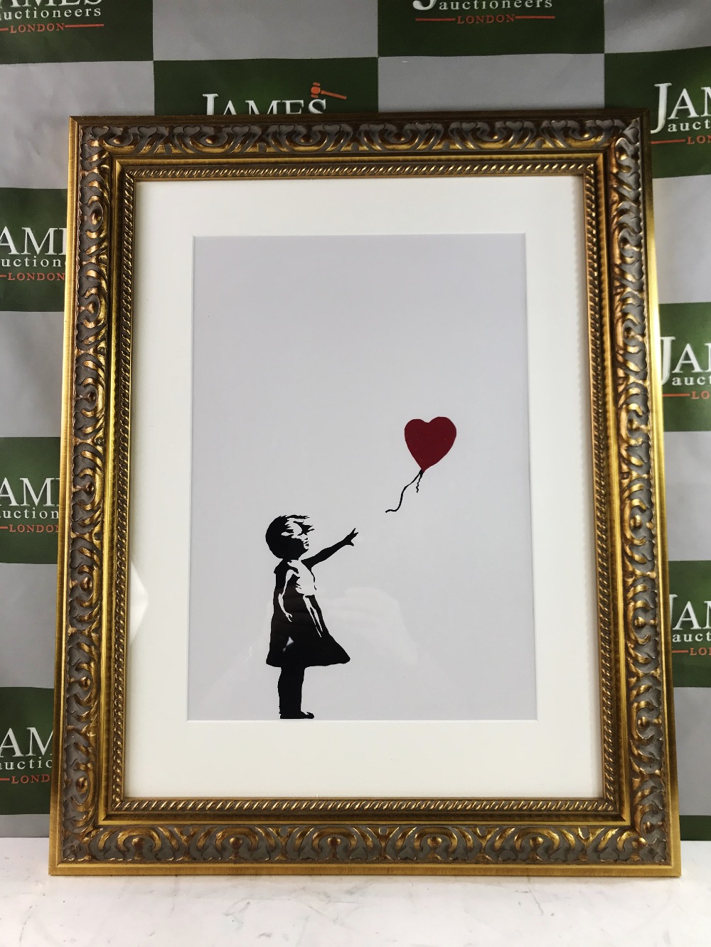 Banksy "Girl With Red Balloon" Lithograph Print , Ornate Framed