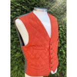 Hackett London Men's Gilet Waistcoat - Medium - Orange Quilt With Flannel Back