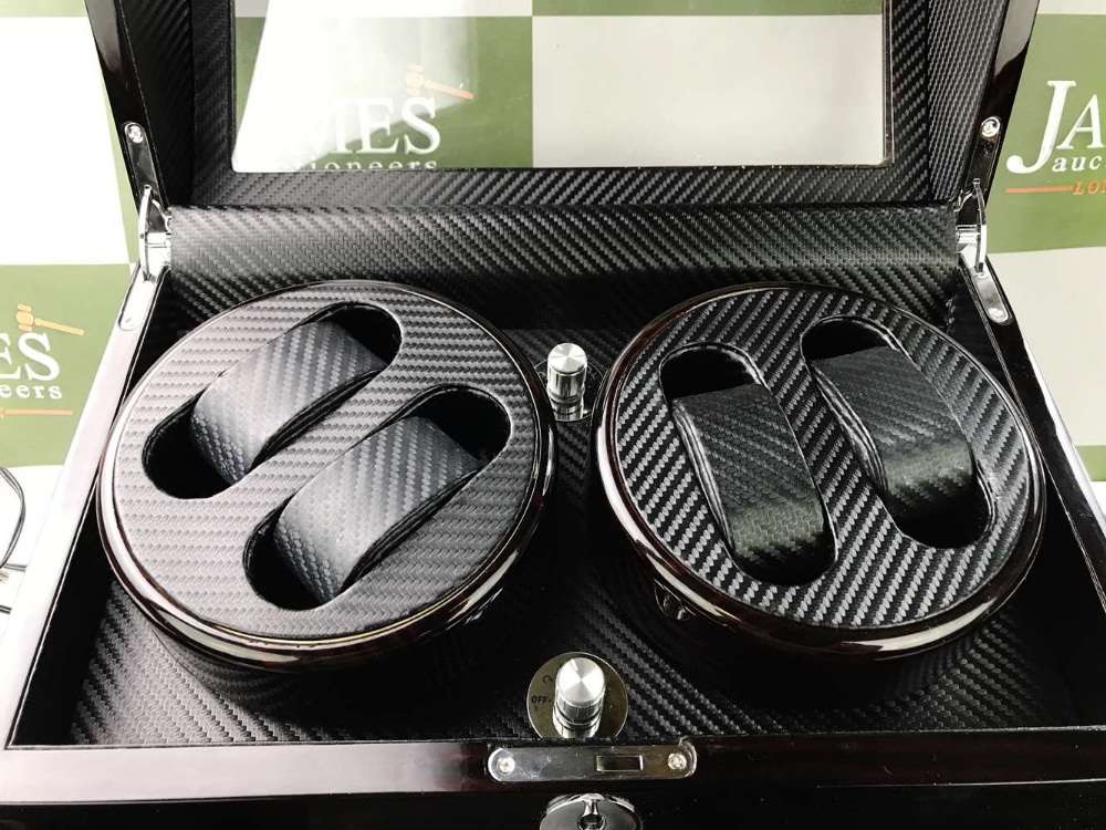 Watch Winder- Four Watches-Gloss Black & Carbon Finish - Image 2 of 3