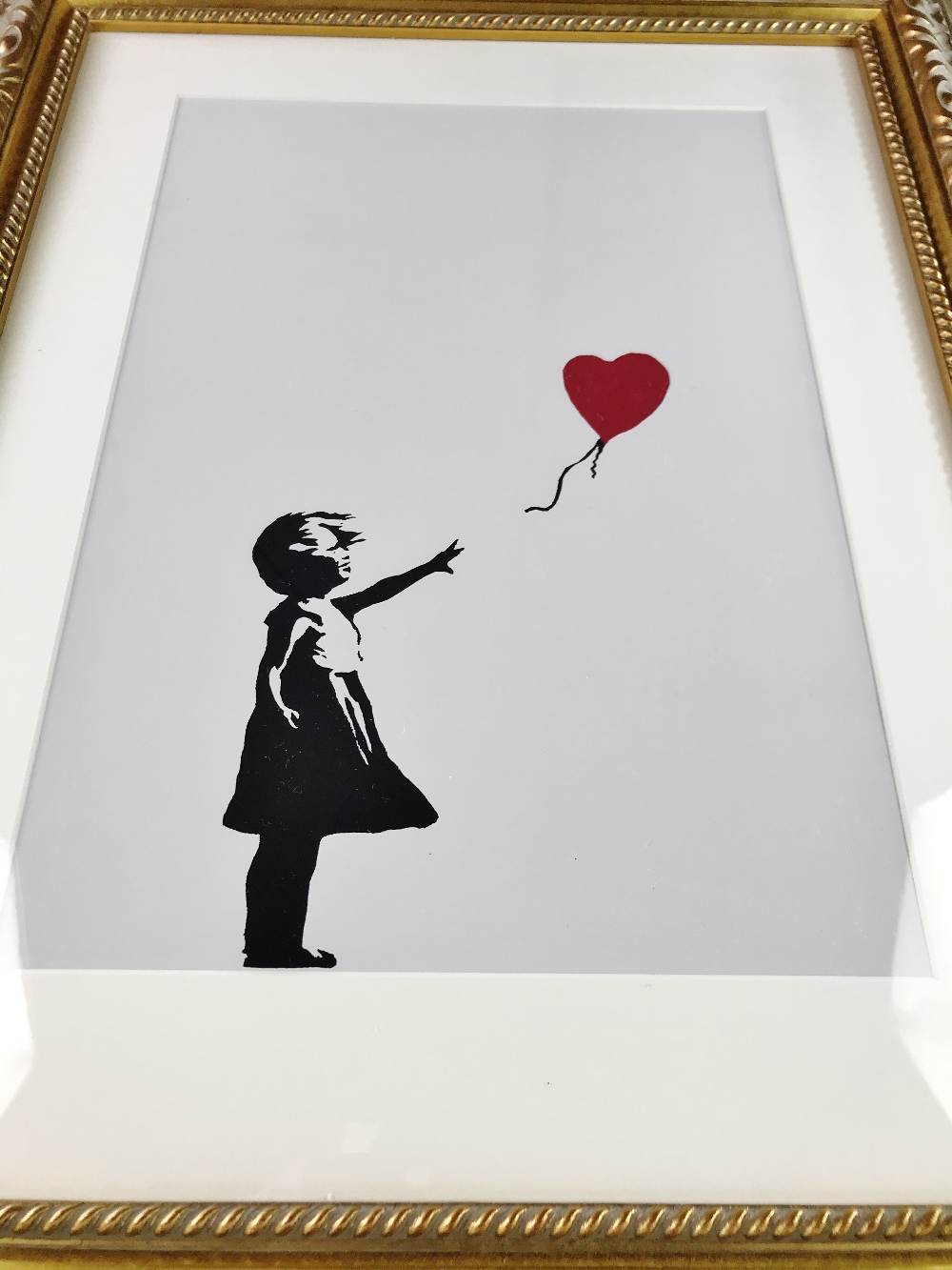 Banksy "Girl With Red Balloon" Lithograph Print , Ornate Framed - Image 3 of 3