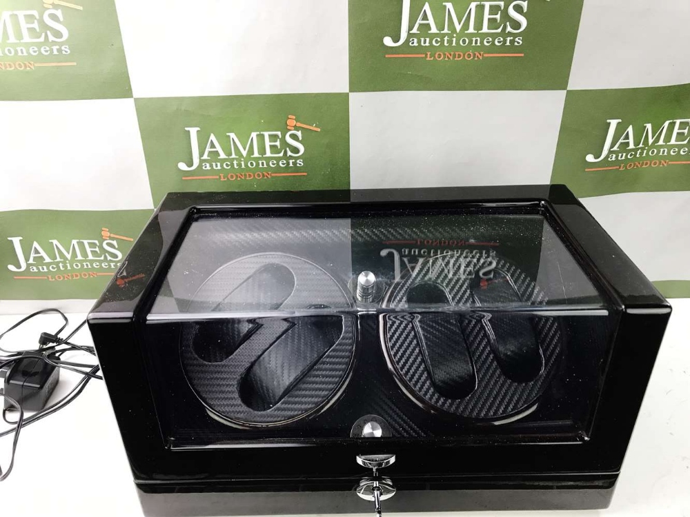 Watch Winder- Four Watches-Gloss Black & Carbon Finish - Image 3 of 3