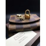 Louis Vuitton Cufflinks 925 Silver Gold Plated with Brown Damier Pouch.