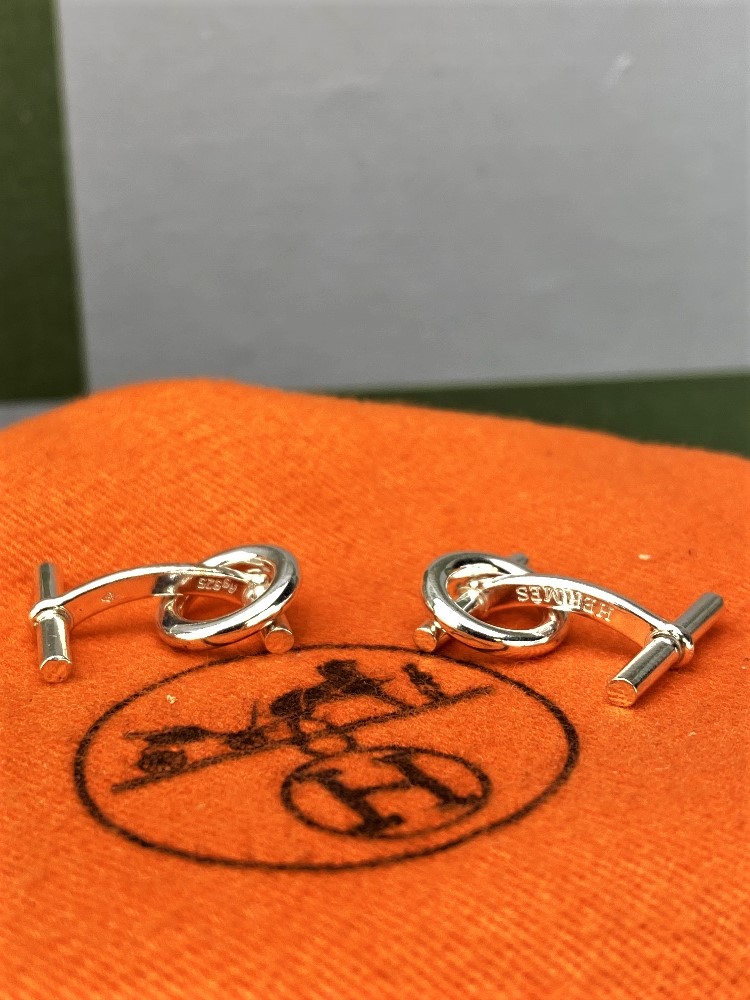 Hermes Silver 925 chaine d'ancre Cufflinks