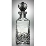 Grape & Vine Etched Heavy Lead Crystal Cut Glass Decanter