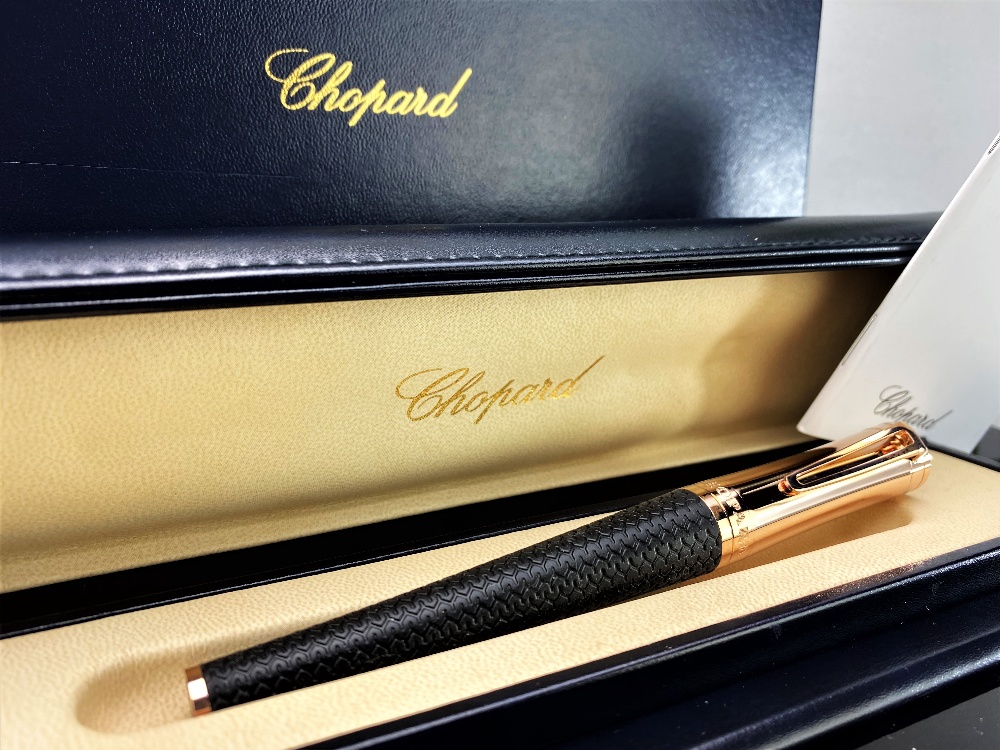 Chopard Classic Racing Rose Gold Rollerball Pen -Rubber Tyre Grip 95013-0176