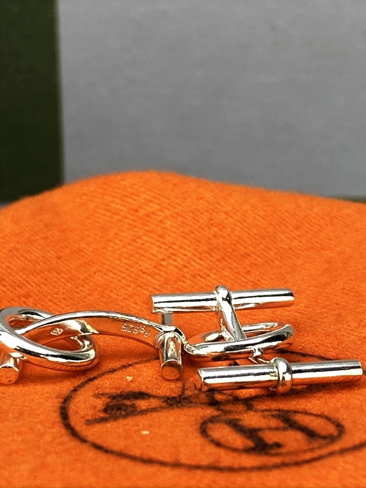 Hermes Silver 925 chaine d'ancre Cufflinks - Image 4 of 5