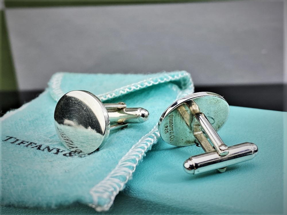 Tiffany & Co Sterling Silver Classic Design Cufflinks - Image 4 of 4