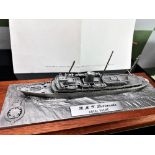 Danbury Mint Her Majesty's Britannia Yacht-Pewter On Wooden Display Plinth