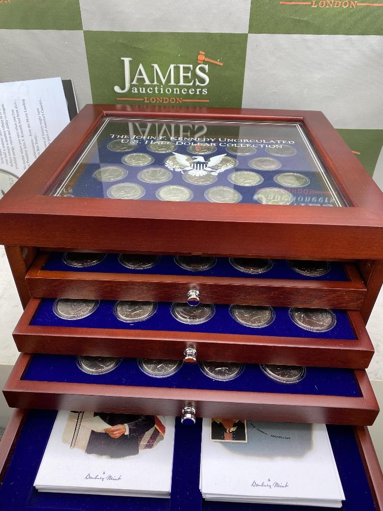 Danbury Mint Coin Cabinet JFK Half Dollars, 50th Anniversary, Dates 1964-2014. - Image 4 of 8