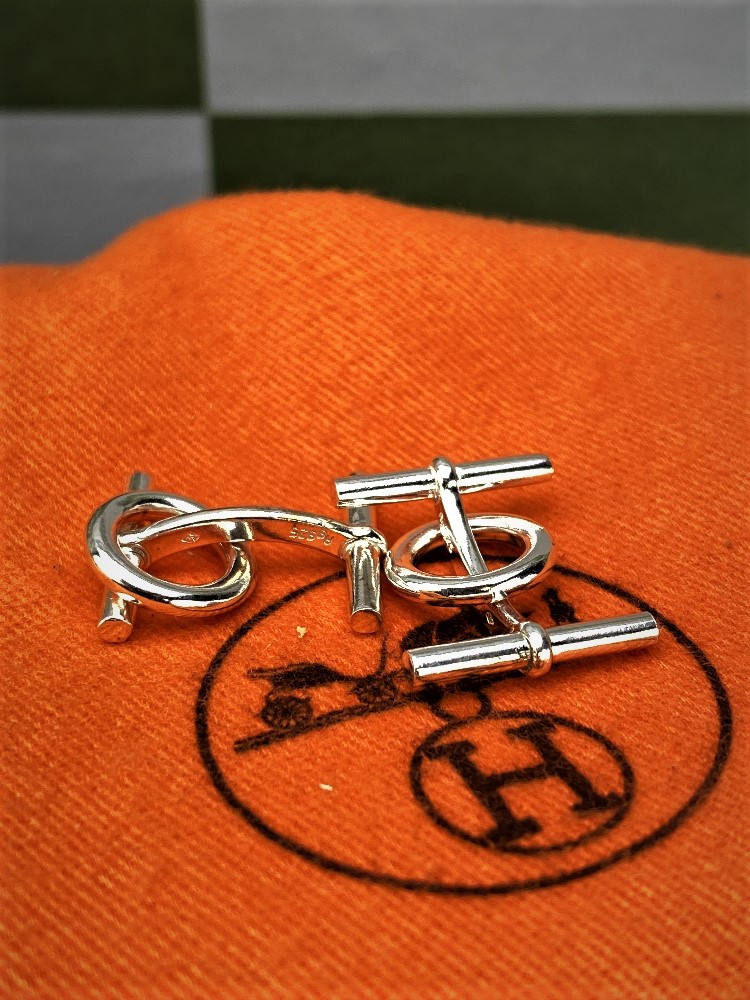 Hermes Silver 925 chaine d'ancre Cufflinks - Image 3 of 5