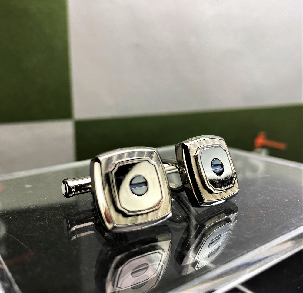 Montblanc Silver And Blue Square Cufflinks - Image 2 of 3