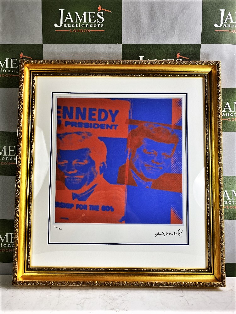 Andy Warhol" Kennedy" Limited-Edition /Plate Signed Lithograph #90/100, Ornate Framed