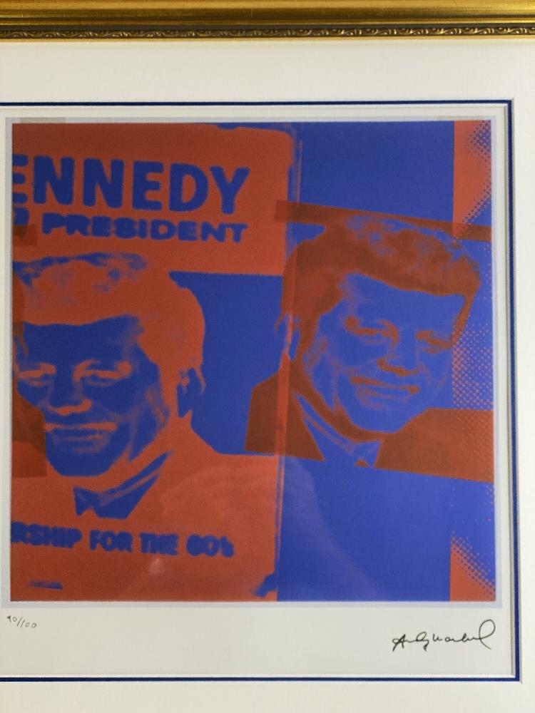 Andy Warhol" Kennedy" Limited-Edition /Plate Signed Lithograph #90/100, Ornate Framed - Image 2 of 5