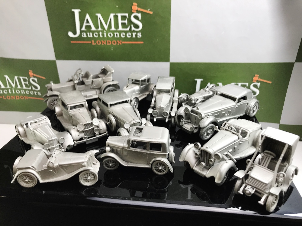 Danbury Mint Pewter Cast Collection Of Historical Classic cars