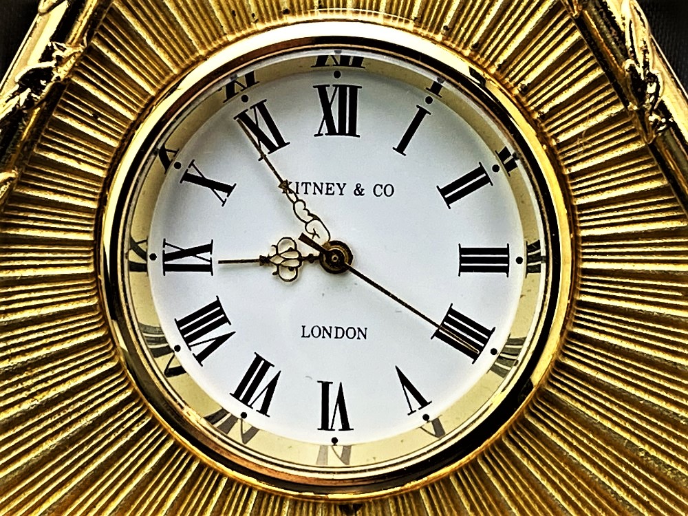 Kitney & Co Vintage Gold Plated Desk Clock, Made in England - Image 3 of 6