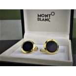 Montblanc Gold Plated & Onyx Graphite Cufflinks