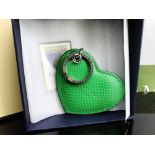 Aspinal of London Green Leather Heart Key Ring
