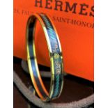 Hermes Ladies Ceramic Monogram Onxy /Gold Plated Bangle.