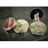 Hermes Vintage H Enamel & Silver Plated Cufflinks