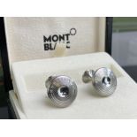 Montblanc New Pair of Contemporary Brushed Steel MB Logo Cufflinks