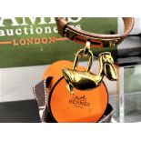 Hermes Rare Gold Plated Pelican Charm/ Leather Bracelet