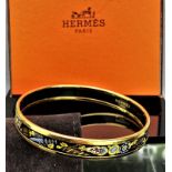 Hermes Paris Enamel Monogram & Gold Plated Bracelet