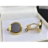 Montblanc Gold Plated & Onyx Graphite Cufflinks