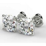 Pair of New 1.05 Carat Round Cut VS2/E Diamond Stud Earrings 14K White Gold