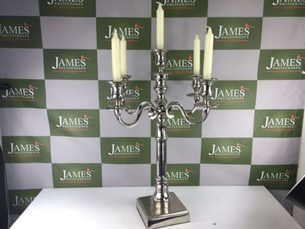 Large 55cm Nickel Plated Candelabra