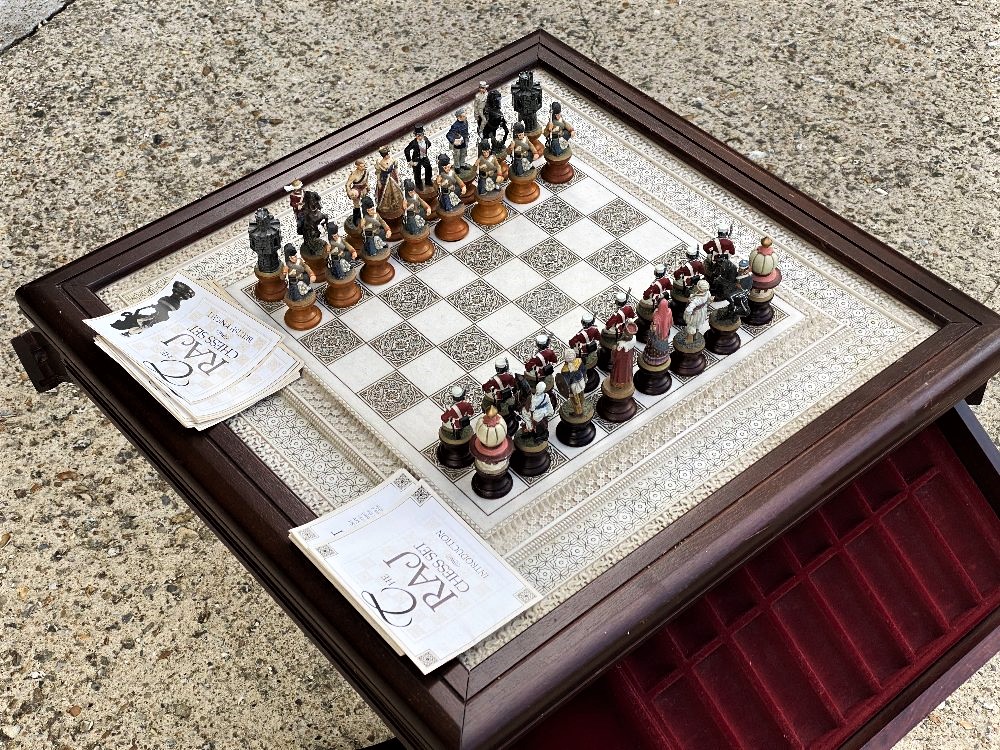 Raj Chess Set By Franklin Mint-Extremely Rare Set With Original Stand