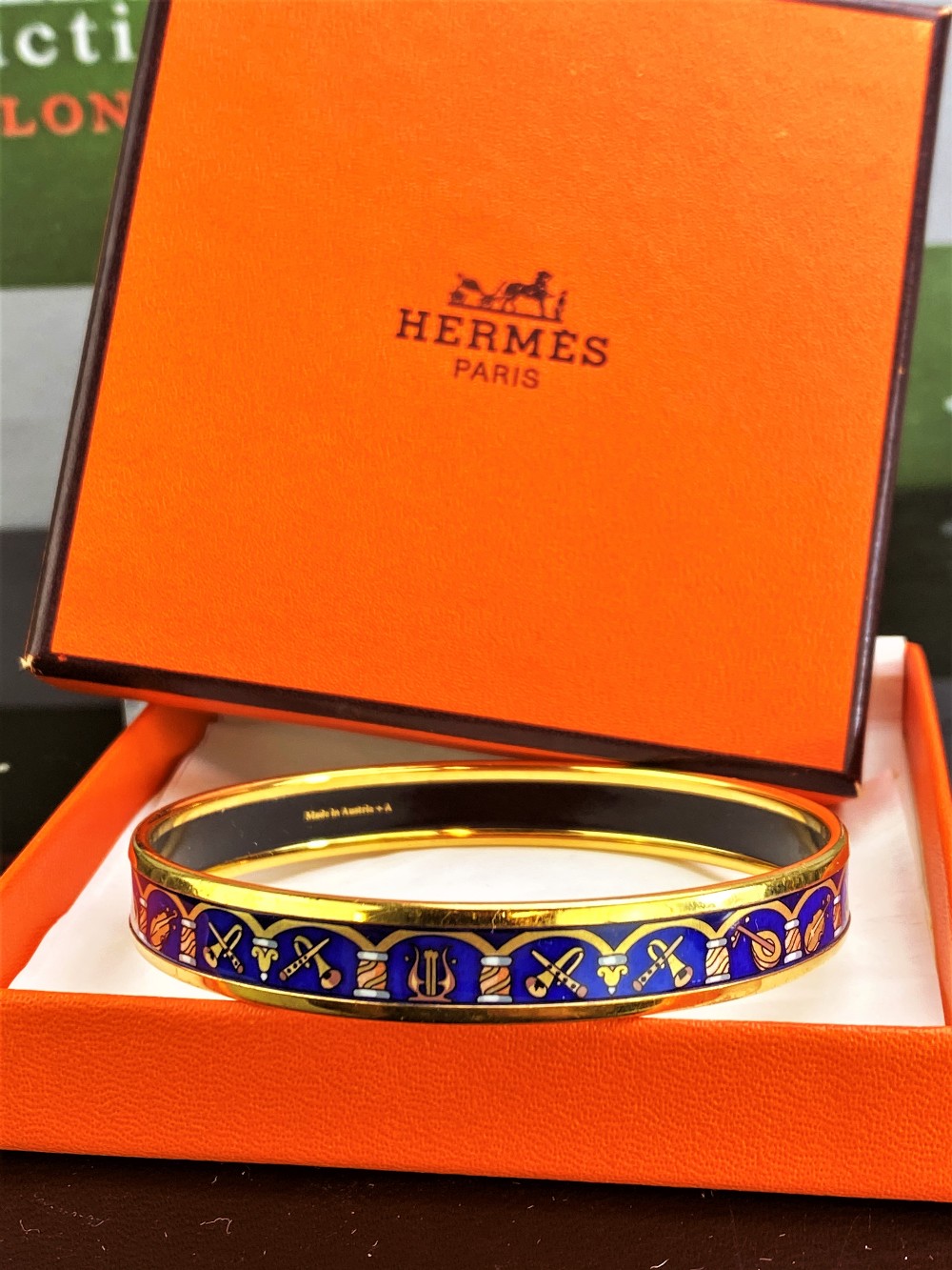 Hermes Gold Plated & Blue Enamel Musical Instruments Bracelet - Image 4 of 5
