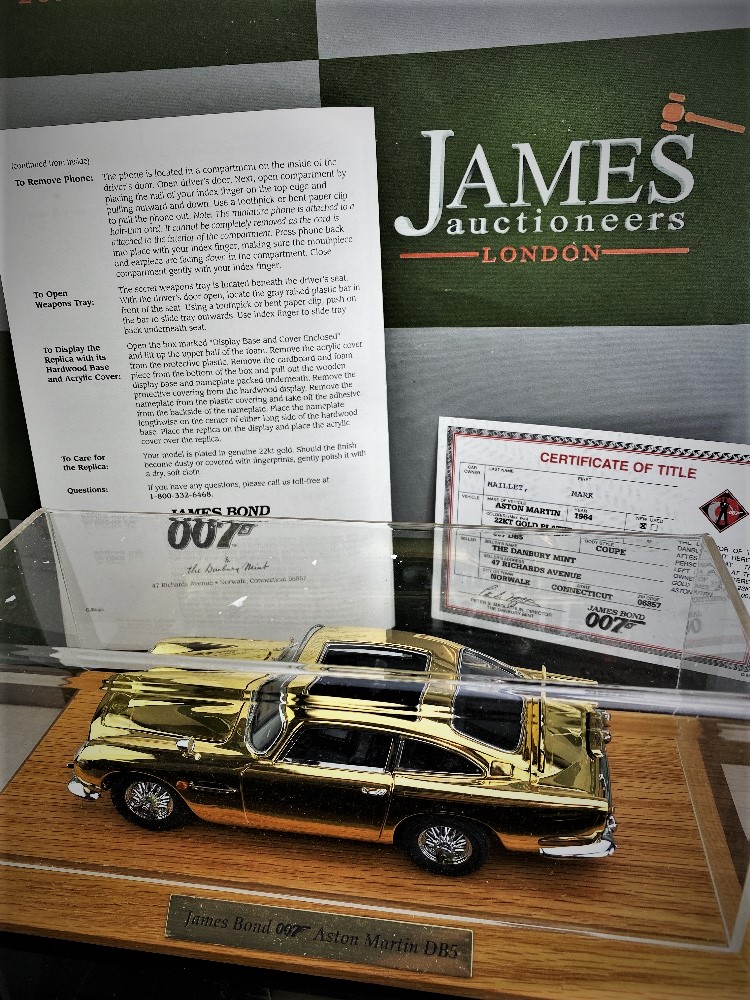 Withdrawn-James Bond 007 Aston Martin DB5 22 Carat Gold Plated 1:24 Scale - Danbury Mint Ltd Edition - Image 4 of 9