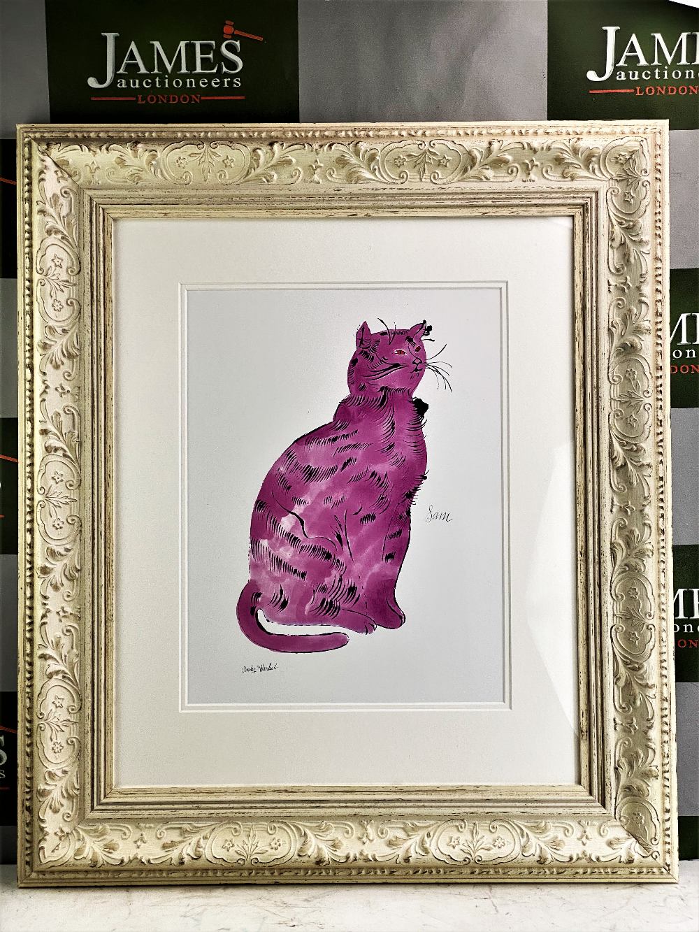 Andy Warhol "Pink Sam" 1954 Plate Signed Lithograph Print/Framed - Image 3 of 5