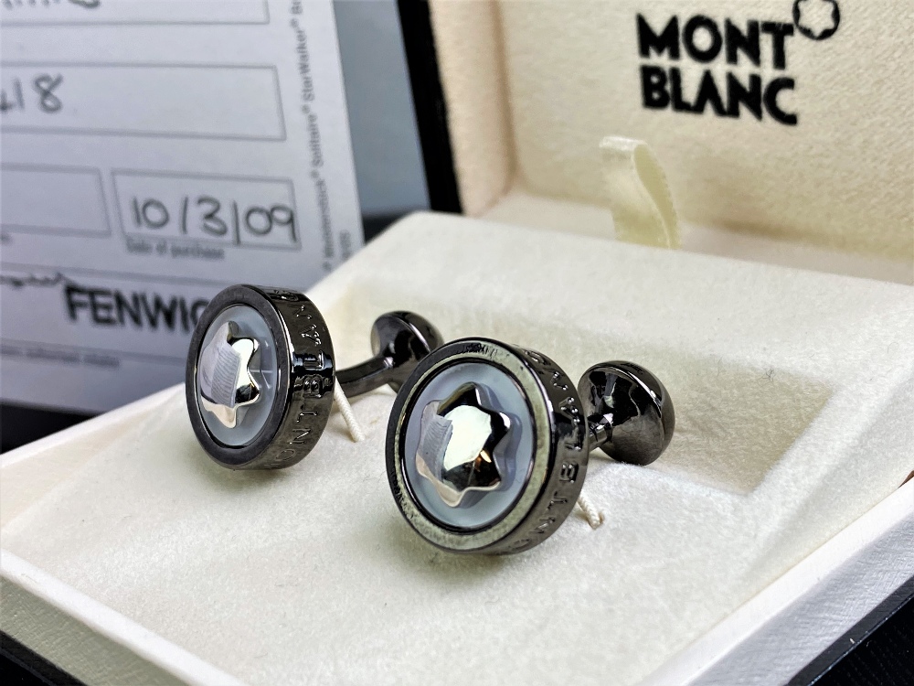 Montblanc Smoked Contemporary and Silver Classic Cufflinks, Ex display