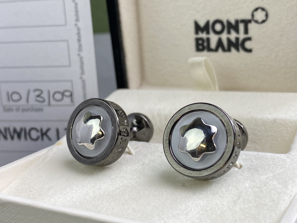 Montblanc Smoked Contemporary and Silver Classic Cufflinks, Ex display - Image 2 of 2