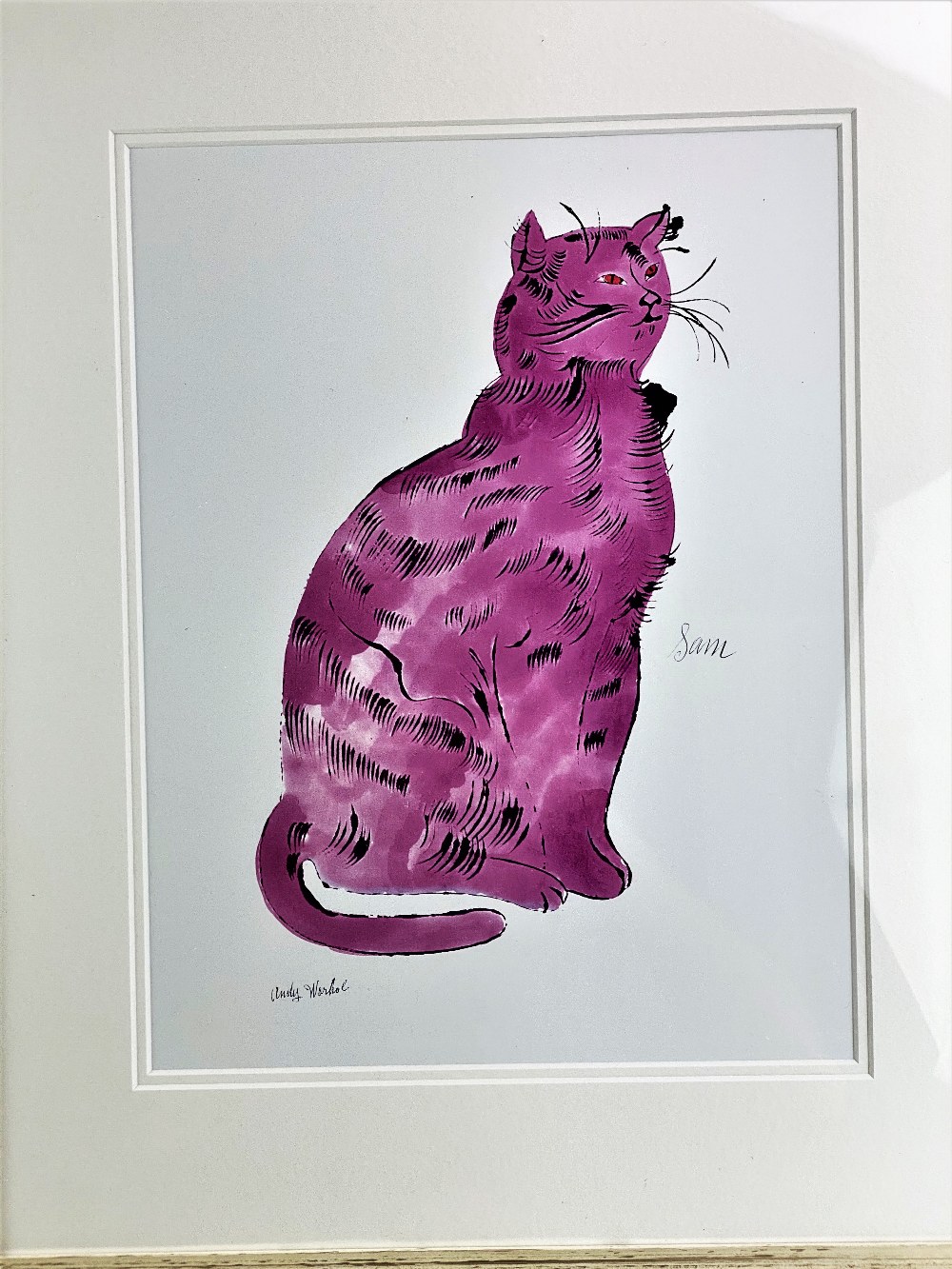 Andy Warhol "Pink Sam" 1954 Plate Signed Lithograph Print/Framed - Image 2 of 5