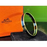 Hermes- Paris - Enamelled Navy Gold Plated Bracelet