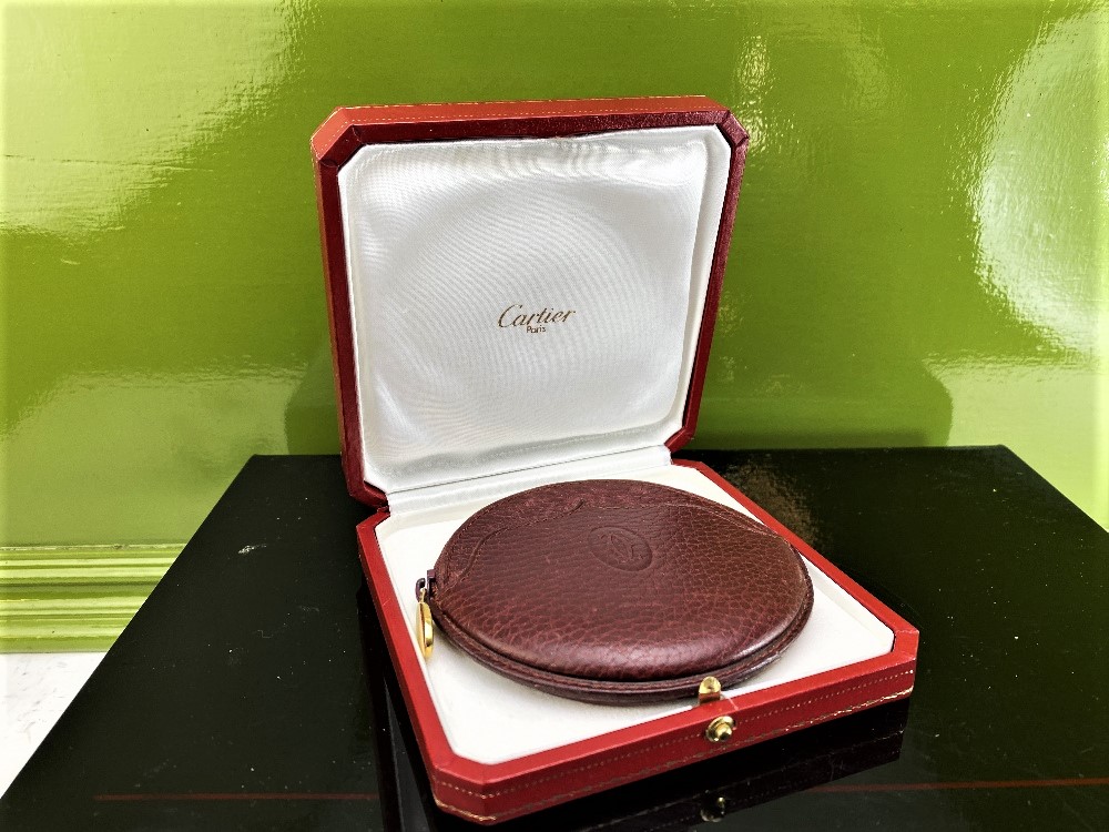 Cartier Coin Purse in Bordeaux Leather, Logo Embossed. - Image 5 of 5