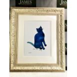 Andy Warhol "One Blue Pussy" 1954 Lithograph Print/Framed