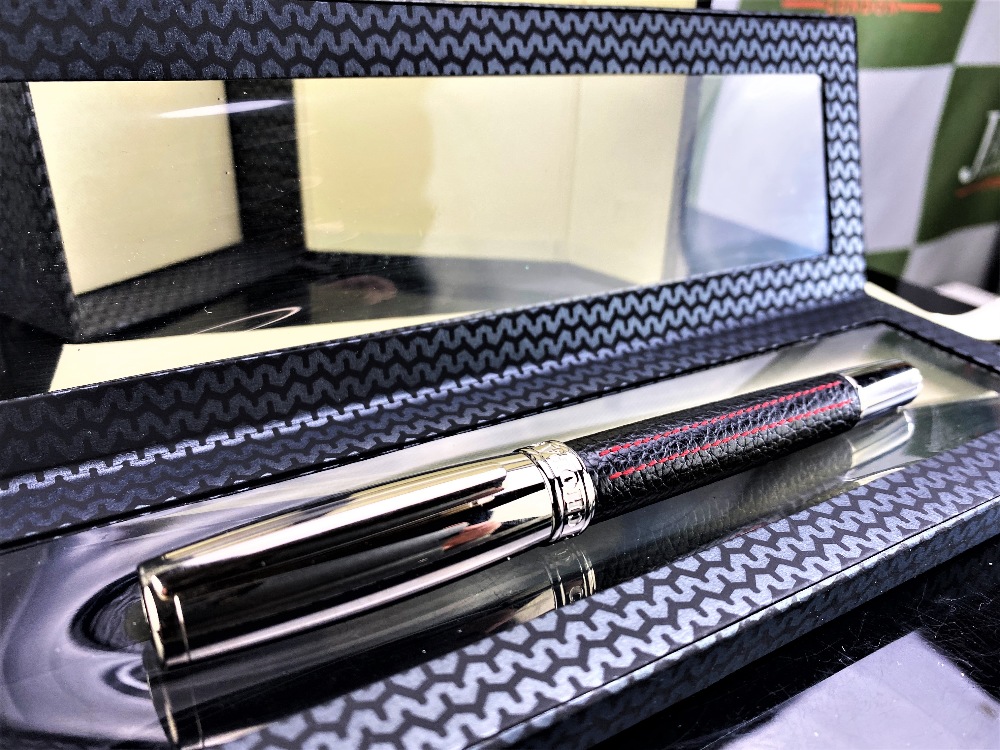 Chopard Ballpoint Racing Silver-Black Red Stitching-Resin Rubber Barrel Ball Pen-New example