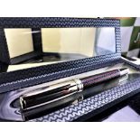 Chopard Ballpoint Racing Silver-Black Red Stitching-Resin Rubber Barrel Ball Pen-New example