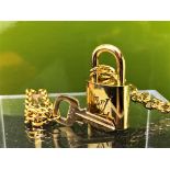 Louis Vuitton Padlock Necklace and Matching Key Bracelet