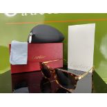 Cartier France Gold "Must De Cartier" Edition Tortoise Frame Sunglasses